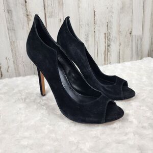 Dolce Vita Isabel Suede Open Toe Stiletto Heels Black Size 9